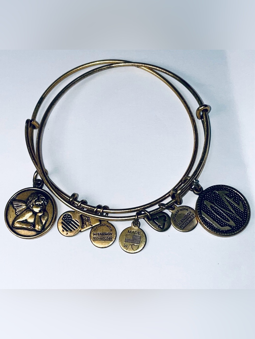 Alex and Ani Gold-Tone Angel & Medallion Charm Bangle Bracelets